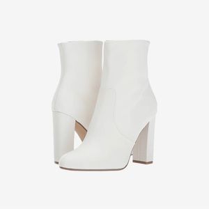 Steve Madden white editor booties